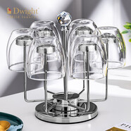 德韋特（DWIGHT）高檔耐熱水晶玻璃杯套裝雙層隔熱龍井泡綠茶杯家用加厚喝水杯子 275ml雙層杯*6+杯架
