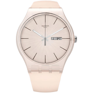 【8成新】斯沃琪（Swatch）瑞士手表  原創(chuàng)炫彩系列 裸色粉 雙歷學(xué)生禮物簡(jiǎn)約石英表SUOT700