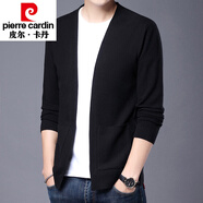 皮爾卡丹（pierre cardin）新款青春男士開衫韓版毛衣針織外套薄款休閑針織衫免燙春裝男裝 8386無扣黑色 XL