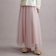 陌遇春夏新款中國風(fēng)復古高腰顯瘦長(cháng)裙氣質(zhì)半身裙仙氣輕淑品牌女裝 粉色 L