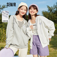 森馬森馬外套女連帽簡(jiǎn)約個(gè)性休閑風(fēng)秋冬oversize針織夾克百搭 本白1100 150/76A/XS