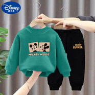 迪士尼（Disney） 男童女童秋裝套裝小童兩件套2025春秋季新款洋氣小孩寶寶帥童裝 米老鼠#湖藍衛(wèi)衣+Gmade#黑衛(wèi)褲 110
