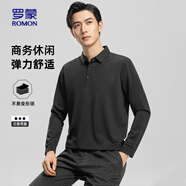 羅蒙（ROMON）長(cháng)袖t恤男polo領(lǐng)中青年春秋純色商務(wù)休閑T恤衫上衣D09