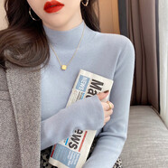 妃麗慕尚半高領(lǐng)針織打底衫女裝秋冬季長(cháng)袖上衣修身顯瘦洋氣軟糯風(fēng)內搭毛衣 2816暖灰藍 L