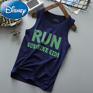 迪士尼（Disney）1-3-6-12歲小孩子的兒童速干網(wǎng)眼背心男童無(wú)袖t恤中大童夏裝上衣 特價(jià)速干RUN款-藏青色 清倉吊牌120建議身高120左右