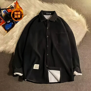 凱瑞姆科羅外套秋季男燈芯絨長(cháng)袖加絨襯衫韓版高級感休閑帥氣加厚保暖襯衣 黑色（加絨款） 2XL