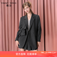 糖力【商場同款】秋新款可拆蝴蝶結西裝外套女高級中長款西服 灰色 常規(guī) L