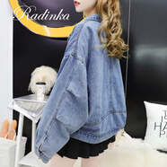 Radinka2025春秋新款ins超火牛仔外套女短款蝙蝠袖慵懶風(fēng)百搭上衣NXQ 藍色 0915# M