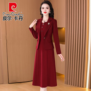 皮爾卡丹結婚衣服媽媽連衣裙2025女新款春秋喜婆婆婚宴裝平時(shí)可穿紅色套裙 紅色 (外套+連衣裙) 2XL