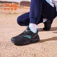 安踏兒童運(yùn)動(dòng)鞋男女大小童跑步鞋2024秋季密網(wǎng)透氣舒適學(xué)生跑鞋 【革面】黑/水綠-8 39碼