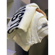 風(fēng)采兔 100%純棉2025港風(fēng)夏季新款短袖女男字母印花寬松休閑潮流T恤衫 白色 2XL