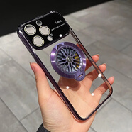 適用iPhone14promax手機(jī)殼15透明解壓陀螺旋轉(zhuǎn)支架蘋果13保護(hù)殼套 透明款-【暗夜紫】旋轉(zhuǎn)陀螺解壓支架 iPhone15promax