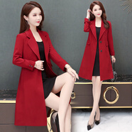 歐偲麥 風(fēng)衣女裝2024春秋新款修身氣質(zhì)中長(cháng)款休閑時(shí)尚外套 22N32016 紅色  XL