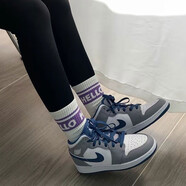 耐克（NIKE）Air Jordan aj1 mid男女鞋影子芝加哥黑紅腳趾熊貓籃球運動休閑鞋 DQ8423-014灰藍女子 40
