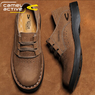 駱駝動感（camel active）夏季新款透氣洞洞鞋男日常休閑皮鞋真皮戶外工裝鞋軟底防滑大頭鞋 暗棕色 41