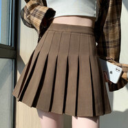 XINBUCKS百褶裙女短裙a字半身裙傘裙春秋高腰顯瘦夏季JK制服裙子冬學(xué)院風(fēng) 深咖色-常規(guī)款（抗皺西裝面料） L碼 105-115斤（腰圍74cm）