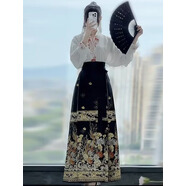 鳳蝶兒小紅書推薦馬面裙全套新中式連衣裙春季女裝2025年新款小個(gè) 2298白+黑色馬面裙無飾品 M