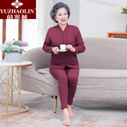 俞兆林（YUZHAOLIN）媽媽裝2025年新款中老年女裝中年奶奶冬裝加絨 套裝皮紅 XL (建議95-110斤)