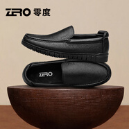 零度尚品Zero2025夏季新款鹿皮樂(lè )福鞋男百搭軟底一腳蹬懶人鞋商務(wù)休閑皮鞋 黑色 39