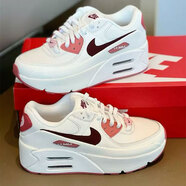 耐克（Nike）跑步鞋女鞋AIR MAX 90 LV8雙層氣墊增高厚底減震休閑低幫運動鞋 FZ5164-133白紅情人節(jié) 38.5