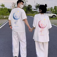 MDlila【兩件裝】情侶裝短袖t恤2025新款一男一女夏裝季套裝衣服團(tuán)體服 浪漫魚(yú) 白白 3XL 男/女XL