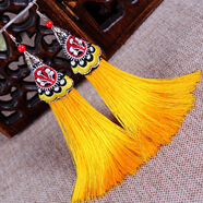 夢(mèng)君宸民族風(fēng) 全布藝手工耳飾女士舞臺飾品 復古中國風(fēng)流蘇耳環(huán) 黃色