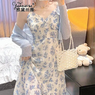 雅黛絲薇 碎花吊帶連衣裙春夏2025女裝新款小香風(fēng)法式雪紡裙子兩件裝夏天 單件吊帶裙 S