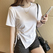 Mirza Mirror女士短袖2024年夏季新款t恤女修身不規(guī)則短款上衣設計感小眾 白色 均碼