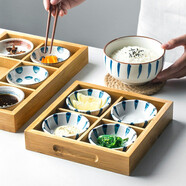 INSCRIPTION 點心碗碟組合陶瓷調(diào)味碟涼菜碟家用餐廳用點心碟 藍條紋3寸味碟