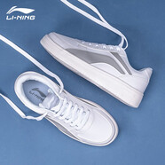 李寧男鞋小白鞋運動(dòng)鞋秋冬季新款休閑鞋耐磨防滑革面潮流鞋子男板鞋 標準白/微晶灰 43