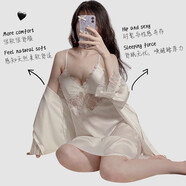 聯(lián)薇 睡衣女夏冰絲吊帶裙性感兩件套睡裙帶胸墊睡袍仿真絲家居服套裝 兩件套-2235白 L碼（體重105-115斤)