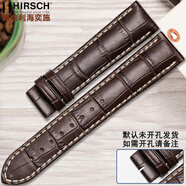 海奕施（HIRSCH）無(wú)扣牛皮表帶鱷魚(yú)紋適用于浪琴天梭 漢密爾頓 豪雅 貝倫賽麗 蝶飛 無(wú)扣-棕皮白線(xiàn)：L碼 表耳21mm-表扣18mm
