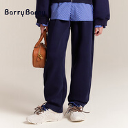BARRY BANNY女童套裝秋裝6-14歲女孩假兩件上衣褲子裙子經(jīng)典格子兒童衛(wèi)衣簡約 藍色褲子 150-160cm(80-100斤)
