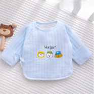 黛芷芙新生嬰兒衣服秋冬初生冬季保暖夾棉冬裝0-3個(gè)月1新生兒純棉上衣 24134藍色小房子 52碼，5-10斤寶寶 （半背）