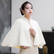 GCYXX披肩女外搭品牌士短外套秋冬季新款裝禮服開衫罩衫斗篷毛衣旗袍白 一排珍珠 2XL