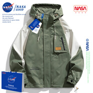 NASAGOOD官方外套男春秋季潮流休閑夾克男士工裝棒球服上衣服春季男裝大碼 NASA02綠色【常規款】 XL （建議125-145斤）