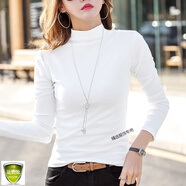 品哥弟新純棉半高領(lǐng)打底衫女秋冬2024新款感洋氣內搭可外穿長(cháng)袖上衣 白色 3XL (適合130一145斤)