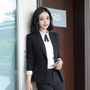 特洛曼職業(yè)裝女裝套裝大學(xué)生面試正裝女西服套裝黑色工作服免燙西裝外套