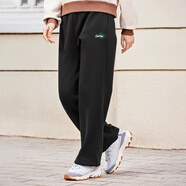 斯凱奇（Skechers）褲子女2024冬季新款針織休閑黑色加絨長褲時(shí)尚保暖運(yùn)動褲直筒褲 L424W109-0018 M /160/68A