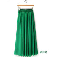 蘭威費雷夏季新款雪紡半身裙女裙長(cháng)裙高腰長(cháng)款大擺裙跳舞裙廣場(chǎng)舞裙 綠色 M 裙長(cháng)90C（適合身高165-170）