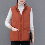 UIOJD女裝羽絨棉馬甲女短款2025秋冬新款寬松顯瘦坎肩背心外穿休閑外套 磚紅色 XL 推薦120-135斤