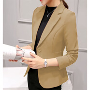 HIPPATIA2025春秋新款職業(yè)百搭西服長(zhǎng)袖韓版氣質(zhì)修身顯瘦小西裝外套女短款 姜黃色 2XL （建議 125-135斤）