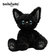 SMILE BELLA英國黑貓小貓玩偶毛絨玩具安撫抱枕德文貓公仔生日禮物女陪伴玩偶 黑貓新款【送抽繩袋】 站高28cm