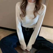 UJXW 初中生高中生針織衫女秋季韓系麻花毛衣女秋冬款復古寬松慵懶帶帽拉鏈針織外套開衫女 白色打底 S