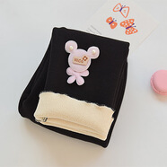 糖衣兔兒童褲襪加絨加厚秋冬季女童褲打底褲連褲襪中大童寶寶外穿95棉 黑色 80cm(可開(kāi)檔)