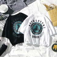 八戒別鬧夏季新款潮牌嘻哈hiphop印花國潮短袖T恤男情侶寬松潮流半袖 黑色---T0981 M  160-175CM  55-61KG