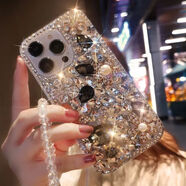 葉余適用于vivoX100滿(mǎn)鉆兔子手機殼x90/x80/x70全包y78/y77/y93s防摔s18/s17 黑白滿(mǎn)鉆兔子手鏈 vivo y66/y67(通用)