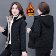 帝黛（DIDAI）品牌棉服女短款24冬裝新品女裝棉衣女士防風棉襖中年外套洋氣保暖 黑色款 店長推薦 2XL建議（130-145）斤