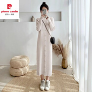 皮爾卡丹（pierre cardin）連衣裙女2023秋冬新款厚中長(zhǎng)款毛衣裙過(guò)膝氣質(zhì)配大y內(nèi)搭打底針織 米白色 L