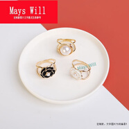 Mays Will多功能高端胸針襯衫飄帶扣大小方巾絲巾扣環(huán)大衣腰帶風衣固定卡扣 小號3個裝襯衫薄系帶黑花+白花+